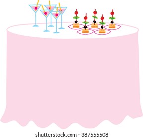 Catering - served table with canape and cocktails