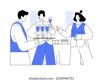 Catering service isolated cartoon vector illustrations. Catering service staff offering food and drinks to guests, entertainment business, professional people, festive banquet vector cartoon.