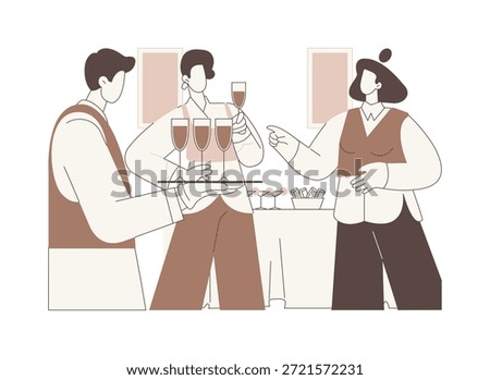 Catering service isolated cartoon vector illustrations. Catering service staff offering food and drinks to guests, entertainment business, professional people, festive banquet vector cartoon.