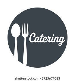 Logotipo del servicio de catering con los utensilios de la cuchara del tenedor