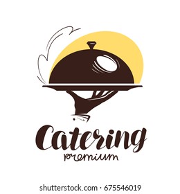 Catering service logo. Icon or label for design menu restaurant or cafe. Vector illustration