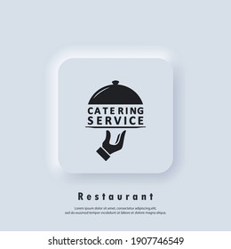 Catering service logo. Catering services icon. Vector. Neumorphic UI UX white user interface web button. Neumorphism