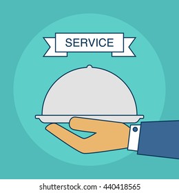 Catering service. Outdoor events and restaurant service. Vector illustration