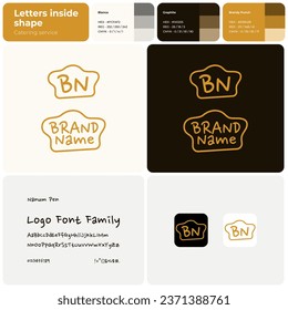 Catering Service dünne Linie Logo mit Markennamen. Kreatives Design und visuelle Identität. Vorlage mit Nanum-Stift-Schriftart. Geeignet für Gastronomie, Gastronomie, Veranstaltung.