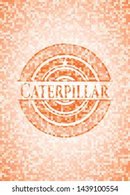 Caterpillar abstract orange mosaic emblem with background