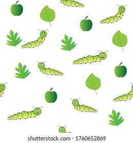 Caterpillar con manzana y hojas sin fisuras