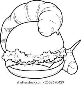 Caterpillar Burger Animal Vector Graphic Art Illustration