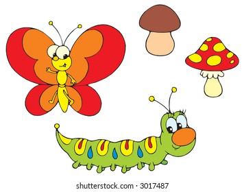 Caterpillar and Butterfly