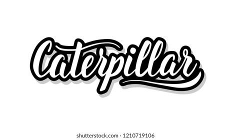 Caterpillar calligraphy template text for your design illustration concept. Handwritten lettering title vector words on white isolated 
