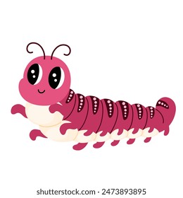 Caterpillar cartoon character. Cute insect. Vector hand draw illustration isolated on white background