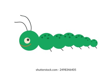 Caterpillar cartoon character. Cute insect. Vector hand draw illustration isolated on white background