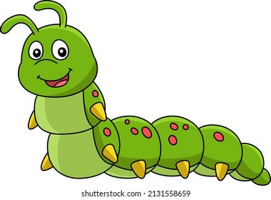 Caterpillar Cartoon Colored Clipart Illustration