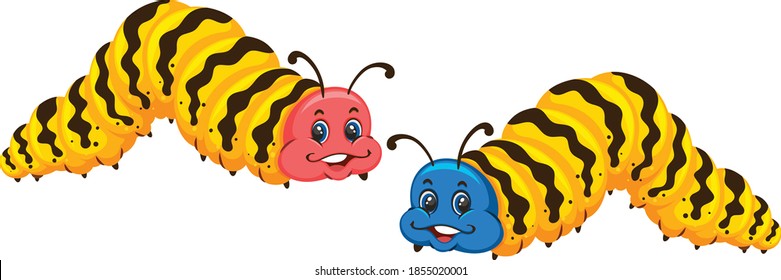 Caterpillar cartoon vector art and illustration