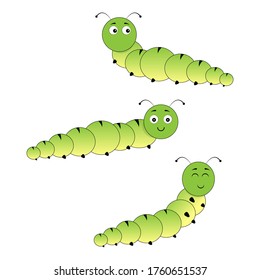 Caterpillar cartoon vector illustration set