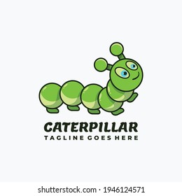 caterpillar character mascot logo design vector illustration