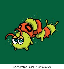 Caterpillar character vector concept. Crawling caterpillar mascot. Animal vector illustration