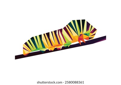 Caterpillar colorful polygon illustration. Low poly abstract vector of caterpillar. Worm colorful vector logo polygon abstract