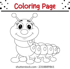 caterpillar coloring book page. Vector Cartoon Cute insects Line Art. bugs coloring book.