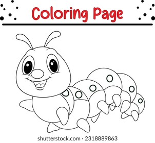caterpillar coloring book page. Vector Cartoon Cute insects Line Art. bugs coloring book.