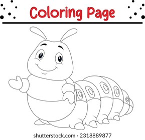 caterpillar coloring book page. Vector Cartoon Cute insects Line Art. bugs coloring book.