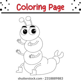 caterpillar coloring book page. Vector Cartoon Cute insects Line Art. bugs coloring book.