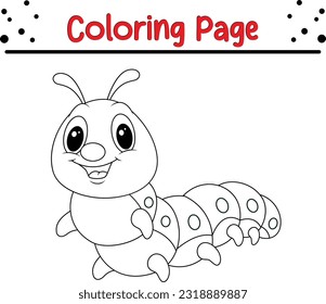 caterpillar coloring book page. Vector Cartoon Cute insects Line Art. bugs coloring book.