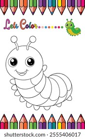 Caterpillar Coloring Page for Kids Fun Insect Outline Design for Creative Activities