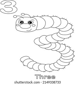 Caterpillar Coloring Page Like Number Solid Stock Vector (Royalty Free