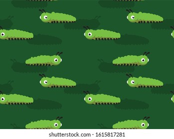 Caterpillar Cute Cartoon Vector Seamless Background Wallpaper 