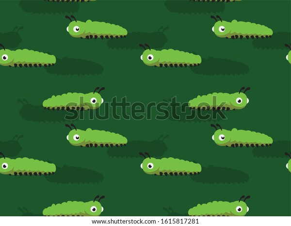 Caterpillar Cute Cartoon Vector Seamless Background Stock Vector