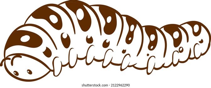 Caterpillar in doodle simple style on white background illustration