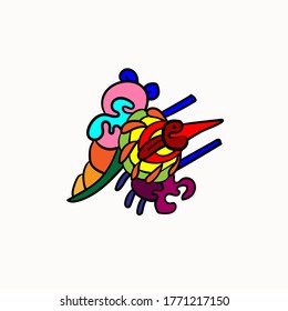 Caterpillar Doodle Vector with cute design