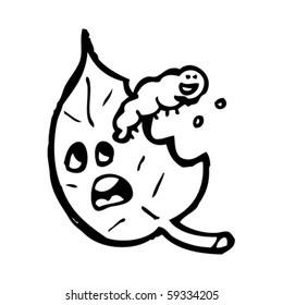 caterpillar eating leaf cartoon