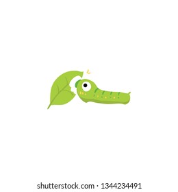 caterpillar eating leaf icon on a white background