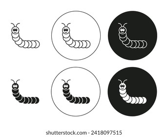 Caterpillar flat editable icon mark set. Caterpillar illustration vector with thin stroke