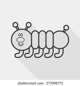Caterpillar flat icon with long shadow, line icon