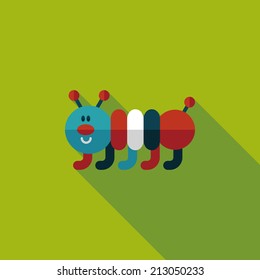 Caterpillar flat icon with long shadow,eps10