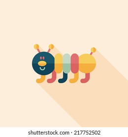 Caterpillar flat icon with long shadow,eps10