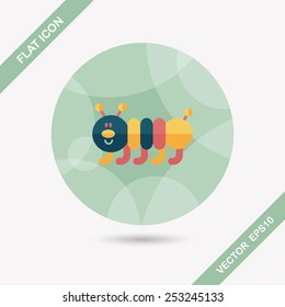 Caterpillar flat icon with long shadow,eps10