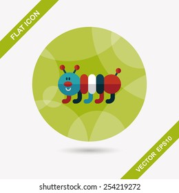 Caterpillar flat icon with long shadow,eps10