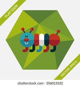 Caterpillar flat icon with long shadow,eps10