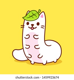 Cat-erpillar, funny cartoon cat caterpillar hybrid character. Cute vector clip art illustration for kids.