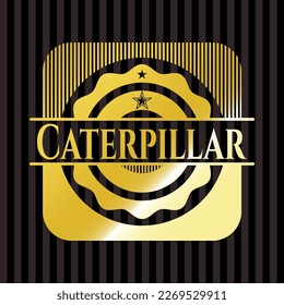 Caterpillar gold badge or emblem. Vector Illustration. Detailed. 