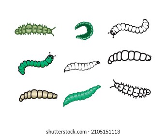 caterpillar icon collections. various of cocoon vector isolated