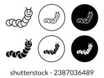 Caterpillar icon set. cute larva insect vector symbol in black filled and outlined style.