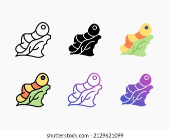 Caterpillar icon set with line, outline, flat, filled, glyph, color, gradient. Editable stroke and pixel perfect. Can be used for digital product, presentation, print design and more.