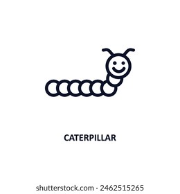 caterpillar icon. Thin line caterpillar icon from agriculture and farm collection. Outline vector isolated on white background. Editable caterpillar symbol can be used web and mobile