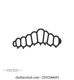 caterpillar icon, worm or larvae, plant pest, thin line symbol on white background - editable stroke vector illustration