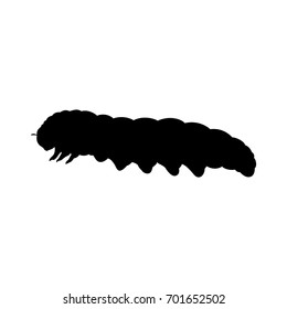 Caterpillar Insect Black Silhouette Animal. Vector Illustrator.