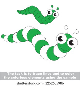 Caterpillar insect. Dot to dot educational game for kids.